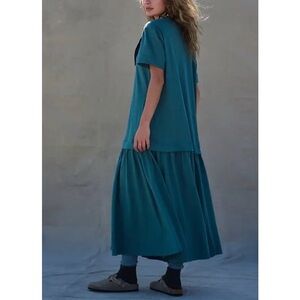 NWT Free People Free-est Herron Drop Waist Maxi Dress Jaded Teal Size Small